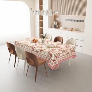 Classic Printed Floral Rectangular <b>Tablecloth</b> 100% Cotton Handmade Eco-Friendly Washable Home Party Wedding Use - Product Image 3