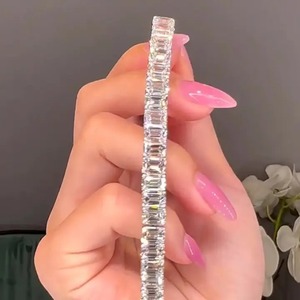 925 Moissanite Romantic Classic <b>White</b> Emerald Cut Tennis <b>Bracelet</b> for Women Sterling Silver 18K <b>White</b> Gold Plated Wedding Sale - Product Image 1