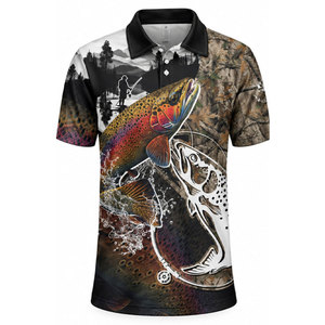 Camisa Polo de Pesca para Hombre con Estampado de Trucha Arcoíris, Secado Rápido, UPF 50, Ropa para Exteriores - Product Image 2