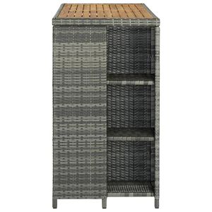 Table de bar moyenne en polyrotin gris, acier et bois d'acacia pour usage extérieur - Product Image 3