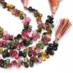 Turmalina Multicolor AAA+ de 6x8mm, Cuentas Facetadas en Forma de Pera, Turmalina Sandía Natural, Piedras Preciosas Sueltas para Joyería - Product Image 1