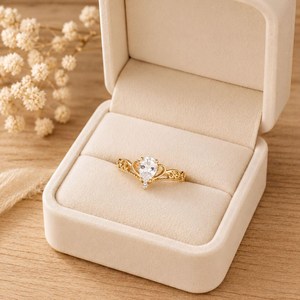Vintage Filigree Pear Cut Lab Grown Solitaire Engagement <b>Ring</b> 10k 14k 18k Solid Gold IGI Certified Luxury <b>Crown</b> Setting - Product Image 4