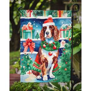 Welsh Springer Spaniel Drapeau de jardin de Noël Boîte aux lettres décorative multicolore et bannière de patio pour jardin, pelouse, œuvre d'art pour parterres de fleurs - Product Image 3