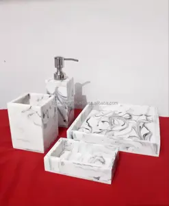 Beau design ensemble de salle de bain en résine look moderne ménage de luxe pour hôtel ensemble d'accessoires de salle de bain en résine de la meilleure qualité - Product Image 5