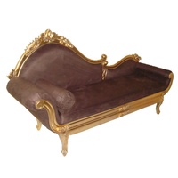 Sofá dorado Love Chair, sofá antiguo Cleopatra, sofá cama de día, sofá cama de madera, chaise lounge, sofá en tela de terciopelo para Hotel y hogar