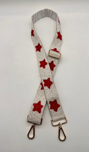 Red Star Beaded Bag <b>Strap</b> Adjustable Seed Bead Purse Handle <b>Handbag</b> Shoulder <b>Strap</b> Decorative Custom Accessory Gold Hardware B2B - Product Image 6
