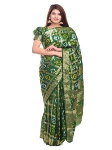 <b>Red</b> Banarasi Silk <b>Saree</b> Printed Traditional Indian Dress for Wedding Party Women - Product Image 2