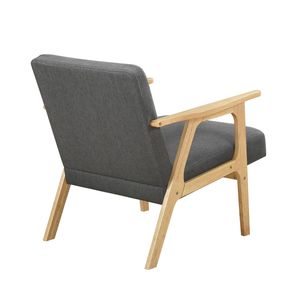 Poltrona Moderna Contemporanea in Tessuto Grigio Scuro, Struttura in Legno di Gomma Naturale, Arredamento Moderno per Soggiorno - Product Image 6