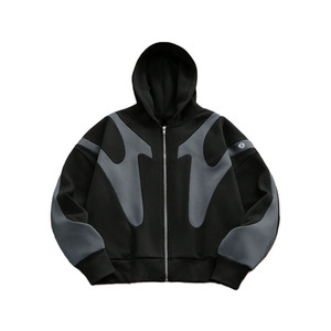 Sudadera con capucha de algodón y forro polar para hombre, diseño en contraste, estilo oversize, streetwear, proveedor de producción a granel de sudaderas con capucha para hombre con corte y costura. - Product Image 3