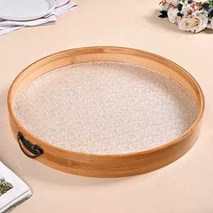 Assiettes de service en bambou, couverts, plateau de service en bois d'acacia, vaisselle, plateaux de service en bois pour sandwichs et burgers - Product Image 6