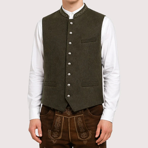 Gilet Trachten Traditionnel Bavarois Vintage pour Homme, Réversible, Respirant, Court, Boutonné, Automne, Fantaisie Oktoberfest 2026 - Product Image 3