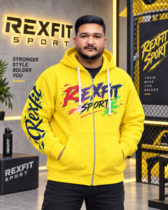 Sudadera con Capucha Amarilla para Hombre, Diseño Gráfico Color Splash, Chaqueta de Forro Polar Grueso, Estilo Urbano, 100% Algodón, Invierno, Personalizable, OEM, Venta al Por Mayor - Product Image 1