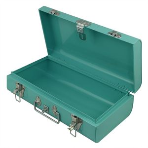 Metal Tool <b>Storage</b> <b>Box</b> Rectangular Hinged Design With Handles 1 Layer Classic Style Black Speckled Finish for home decor - Product Image 2