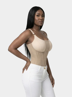 Vêtements de compression pour femmes en gros, gaine amincissante post-chirurgicale effet sablier avec manches, bordure en dentelle, bonne élasticité