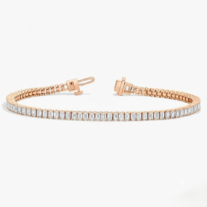 สร้อยข้อมือเทนนิสทรงเหลี่ยมมรกตประดับเพชรทองคำขาว 14K สำหรับผู้หญิง สไตล์คลาสสิก เหมาะสำหรับสวมใส่ทุกวัน - Product Image 2