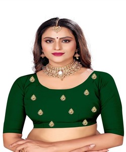 Sari de seda verde con bordado dorado para fiestas de boda, ropa tradicional india y pakistaní para mujer, listo para enviar. - Product Image 4
