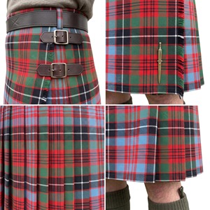 Kilt écossais traditionnel pour homme, rouge, vert, bleu, noir, à carreaux, avec boucles de ceinture en cuir - Product Image 5