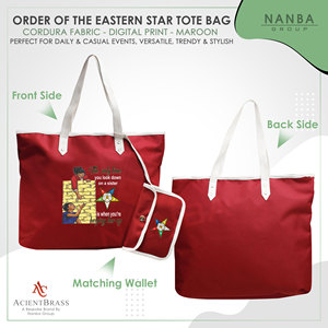 Sac fourre-tout imperméable marron à fermeture éclair brodé Étoile d'Orient, avec logo OES de l'Ordre de l'Étoile d'Orient, Sœur Gardienne - Product Image 2