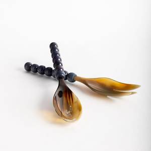 Juego de 2 Servidores de Ensalada Hechos a Mano con Cuerno de Búfalo Ecológico, Cucharas y Tenedores de Material Natural, Aptos para Lavavajillas, para Uso en la Cocina - Product Image 4