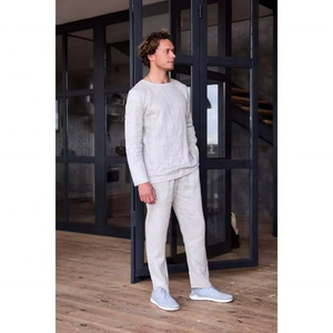 T-shirt en lin pour homme, manches longues, coupe décontractée, chemise en lin beige simple, chemise de plage décontractée, chemise en lin, cadeau pour lui - Product Image 3