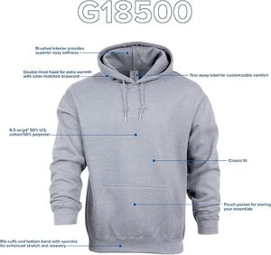 เสื้อฮู้ดผู้ชายสีเทา ทรงคลาสสิก สีพื้น ผ้าถัก มีกระเป๋า ดีไซน์ลำลอง ใส่ได้ในฤดูใบไม้ร่วง รุ่น G18500 - Product Image 1