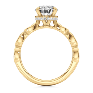 Bague solitaire avec accent de diamant rond et grappe de pierres - Product Image 4