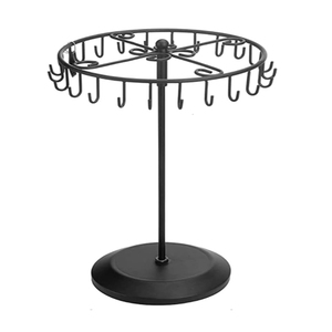 <b>Rotating</b> Necklace Holder Jewelry Organizer <b>Display</b> <b>Stand</b> 14-Inch with 23 Hooks Black Jewelry <b>Stand</b> Wuth Round Base - Product Image 1