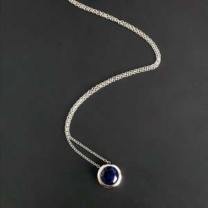 สร้อยคอไพลินจี้เงินสเตอร์ลิงสร้อยคอหินวันเกิดของขวัญคริสต์มาสสำหรับผู้หญิง - Product Image 2