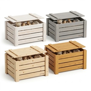 Wooden Rectangle Eco-Friendly Rustic Toy Chest <b>Hinged</b> <b>Lid</b> Kids <b>Storage</b> <b>Box</b> Pine Wood Slatted Crate for Jewelry Dust Prevention - Product Image 3