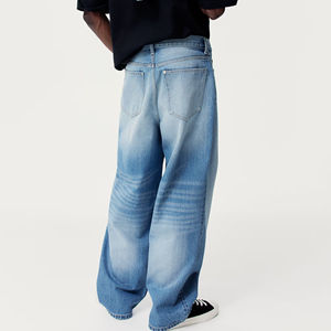 Nouveau Jean Baggy Homme 2026 Streetwear, Design Logo Personnalisé, Coupe Ample Jambe Large, Denim Taille Mi-Haute, Tricoté Effet Vieilli, Style High Street, 100% Coton - Product Image 5