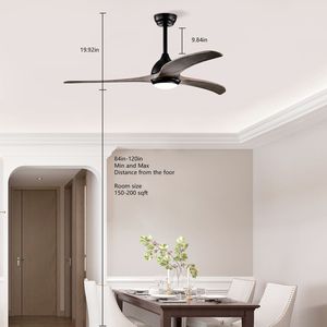 Ventilatore da soffitto da 52 pollici con pale in legno massello, luce e telecomando, motore silenzioso reversibile a 6 velocità, 3 colori - Product Image 2