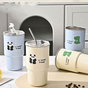 600ml 304 Stainless Steel Cup <b>Office</b> Water Cup Student Cartoon Direct-Drink Cup Mug <b>Gift</b> - Product Image 1
