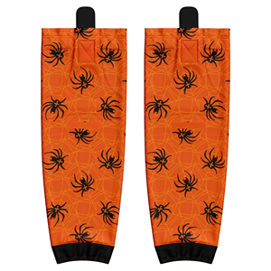 Guêtres à imprimé araignée orange et noir en Spandex et Polyester, décontractées, pour adulte, hautes jusqu'à la cuisse, respirantes, avec impression numérique, pour le hockey sur glace - Product Image 1