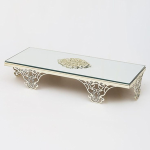 Stainless Steel <b>Rectangle</b> 3-Piece Dessert Stand With <b>Mirror</b> Top Reusable Cake Tool Wedding & Birthday Parties Cake Display Stand - Product Image 4