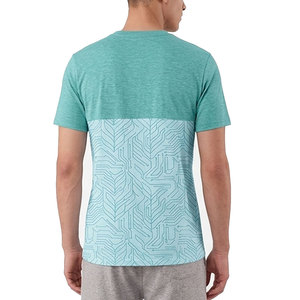 Camiseta de manga corta con estampado geométrico, cuello redondo, corte regular, informal, transpirable, de punto, para hombre. - Product Image 6