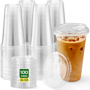 แก้วเย็น PET/PLA ขนาด 24 ออนซ์ 50 ใบ  แบบใช้แล้วทิ้ง ป้องกันการรั่วซึม ปลอดสาร BPA ปลอดสาร PFAS เป็นมิตรกับสิ่งแวดล้อม ย่อยสลายได้ รีไซเคิลได้ ใช้กับช่องแช่แข็งได้ - Product Image 1