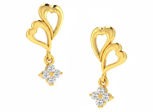 Wholesale 14k <b>Gold</b> Heart <b>Dangle</b> <b>Earrings</b> VVS1 Lab Diamond Cluster. Custom Romantic Jewelry Manufacturer. - Product Image 2