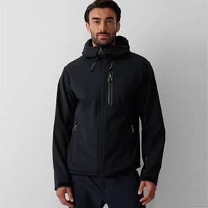 Veste softshell à capuche personnalisée pour homme, décontractée, entièrement zippée, résistante à l'eau et au vent, avec poches utilitaires, légère, pour l'extérieur - Product Image 1