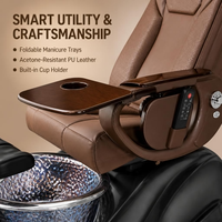 Fauteuil de pédicure avec bassin pour bain de pieds pour salon de manucure, hôtel, spa beauté, massage 3D complet du corps et siège matelassé