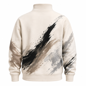 OEM Custom Solid <b>Lined</b> Oversized Quarter Zip Pullover <b>Sweatshirt</b> | ODM Wholesale Half Zip <b>Fleece</b> Manufacturer | Private Label - Product Image 2