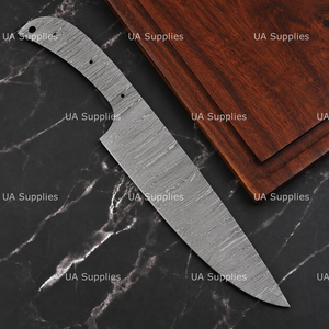 Cuchilla de cuchillo de acero de Damasco forjado a mano, punta caída, 0.6mm de grosor, borde biselado, para cocina, chef, en bruto, DIY, espiga completa, afilada como una navaja, OEM - Product Image 2