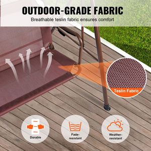 "3-Person Outdoor Patio <b>Swing</b> Chair with Adjustable Canopy & Armrests Teslin Fabric Steel <b>Frame</b> & Polyester Material" - Product Image 4