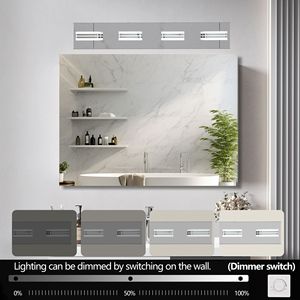 26\" Modern Chrome 4-<b>Light</b> LED <b>Vanity</b> <b>Light</b> Square Acrylic Lampshades Wall Mount Fixture for Bathroom <b>Mirror</b> Lighting - Product Image 4