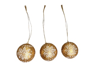 Bolas de Navidad de Papel Hechas a Mano con Lámina Dorada y Patrón de Copos de Nieve Blancos, Adornos Colgantes de Estilo Elegante, Juego de Bolas Decorativas - Product Image 2