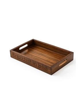 <b>Rustic</b> Solid Wood Serving Tray With Natural Grain Finish Multipurpose Breakfast in <b>Bed</b> & Appetizer Tray Durable Farmhouse Decor - Product Image 3