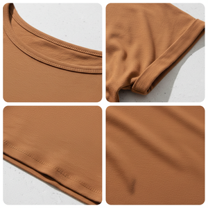 Crop <b>Top</b> Beach Wear Short Sleeve Lightweight Breathable Loose Fit Round Neck Custom OEM Wholesale Manufacturer - Product Image 5
