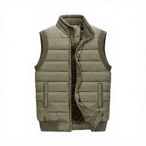 <b>Mens</b> Lightweight Padded Bomber <b>vest</b> Warm Sleeveless Zipper Stand Waterproof Soft Insulated Outerwear Casual Winter Wear <b>Black</b> - Product Image 2