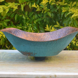 Fregadero de cobre, elemento decorativo llamativo, lavabo de cobre, pieza decorativa para interiores, punto focal de cobre para baño, centro de atención de cobre. - Product Image 1