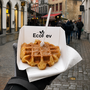 Boîte à gaufres jetable en carton biodégradable de qualité alimentaire, plateau à gaufres bulles, résistant à la graisse, pour vente à emporter - Product Image 5