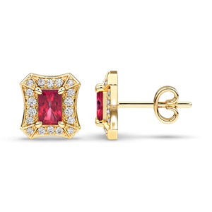 Pendientes de Diamantes Naturales en Oro de 18K, Pendientes de Diamantes en Oro de 10K, 14K, Platino, Plata, Corte Radiante, Joyería Fina, Regalo para Mujer - Product Image 4